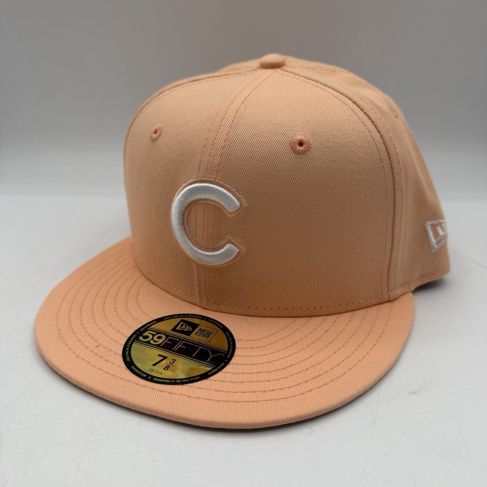 New Era 59Fifty Chicago Cubs Hat Cap Sz 7 3/8 Peach Spring Collection Fitted MLB